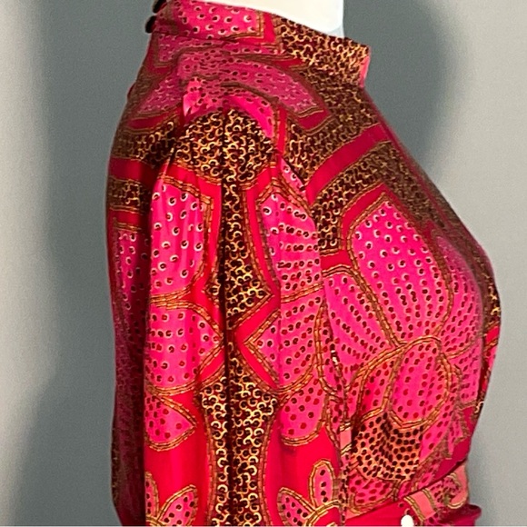 Anthropologie XL Floral Minidress with Gold Sequins, Tassels, and Beaded Buttons - Picture 8 of 16